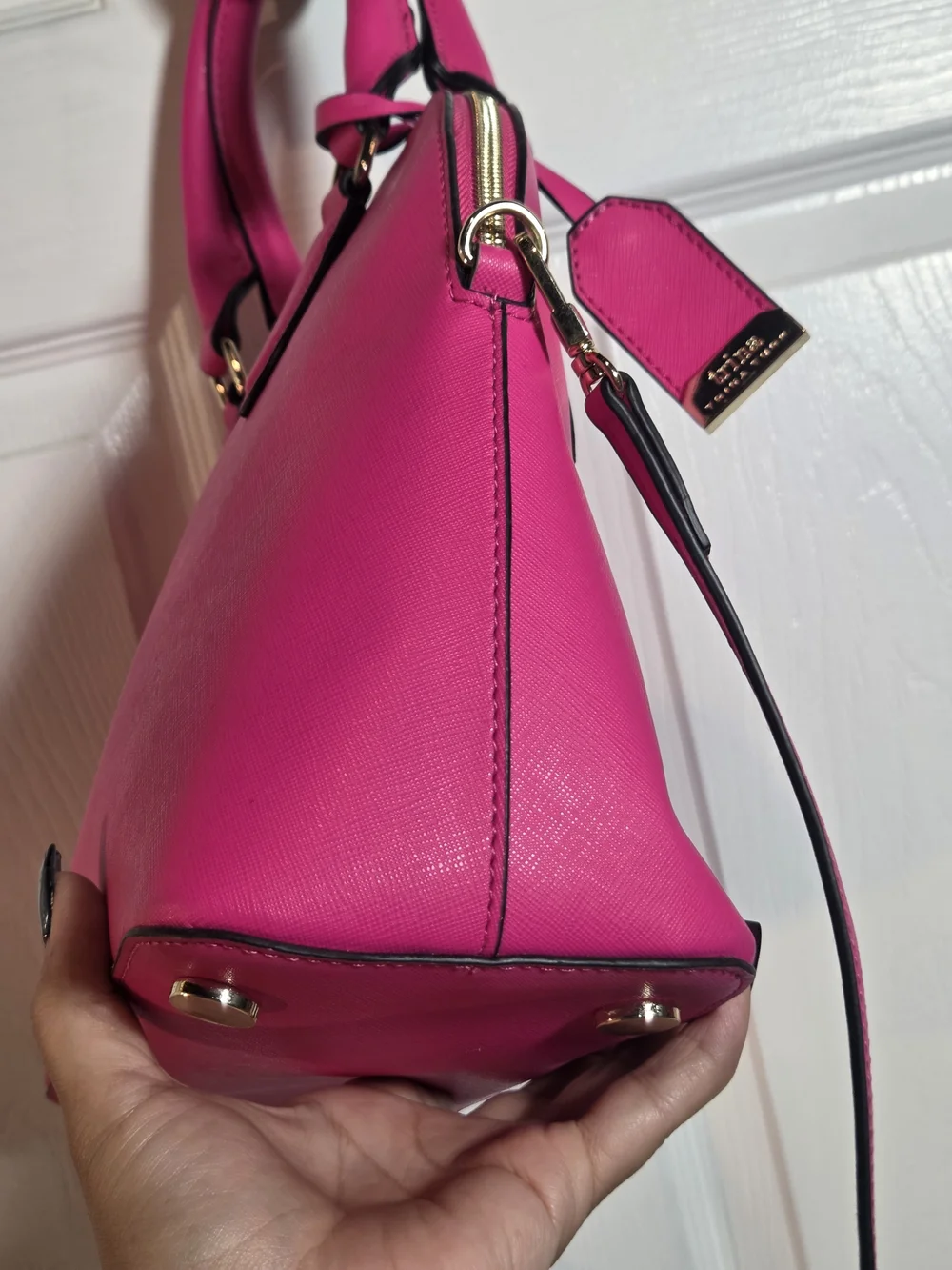 Trina Turk Hot Pink Faux Leather Dome Satchel/Crossbody